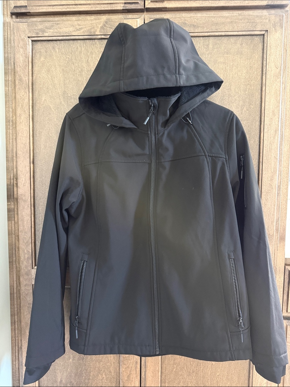 Free Country Black Super Softshell Jacket with Hood and Fleece Lining